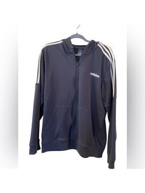 Adidas Essentials Men’s 3-Stripes Hoodie Jacket Blue Full Zip Athletic Large